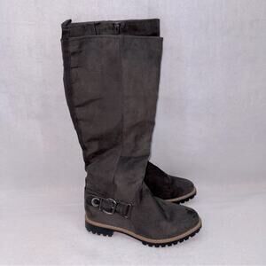 Women’s Knee High Lug Soled Boots Dark Grey size 8 wide